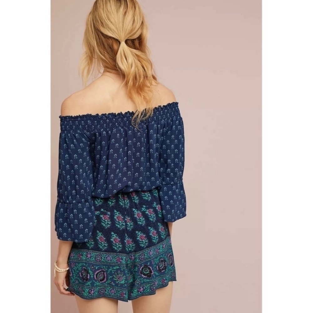 Anthropologie Ett Twa Kaleo Printed Romper Navy Xs View 4